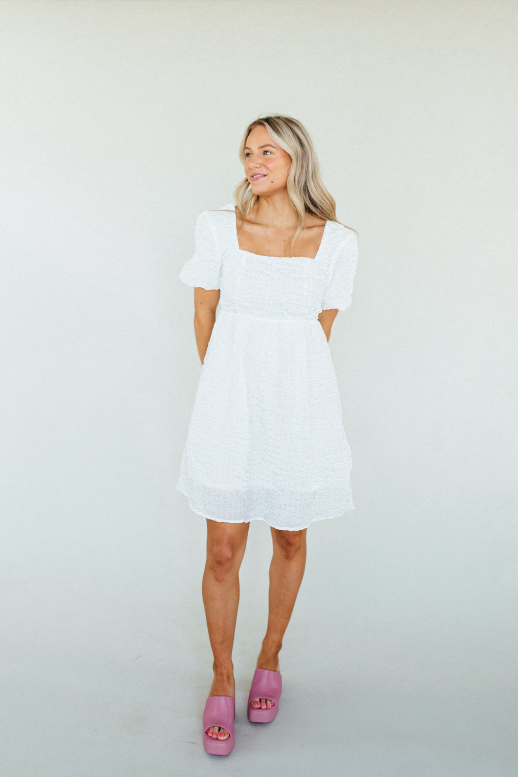 Talk About Texture Dress (White)