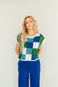 Out of the Box Top (Blue & Green)