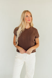 Cable Knit Cutie Top (Brown)
