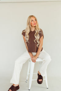 Cable Knit Cutie Top (Brown)