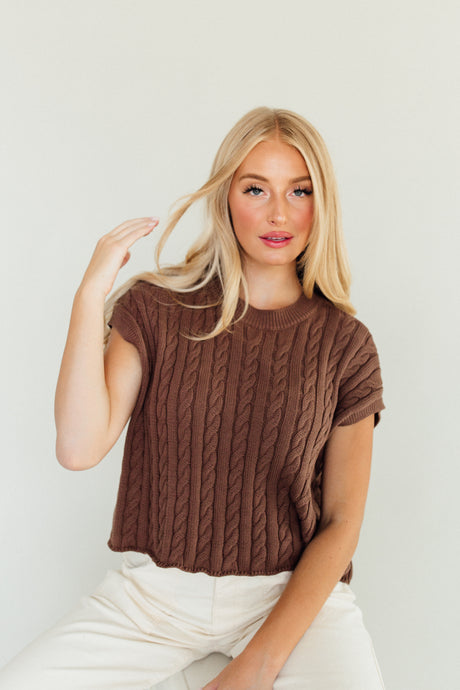 Cable Knit Cutie Top (Brown)