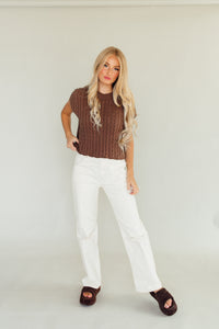 Cable Knit Cutie Top (Brown)