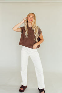 Cable Knit Cutie Top (Brown)