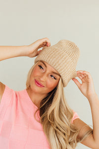 Harbor Marled Ribbed Free People Beanie (Camel)