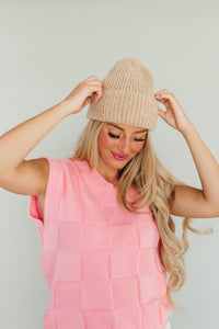 Harbor Marled Ribbed Free People Beanie (Camel)