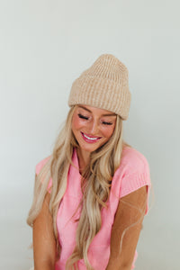 Harbor Marled Ribbed Free People Beanie (Camel)