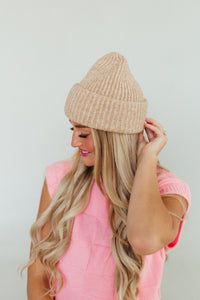 Harbor Marled Ribbed Free People Beanie (Camel)