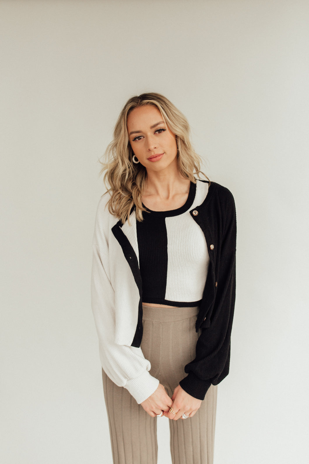 Ebony & Ivory Cardigan Set