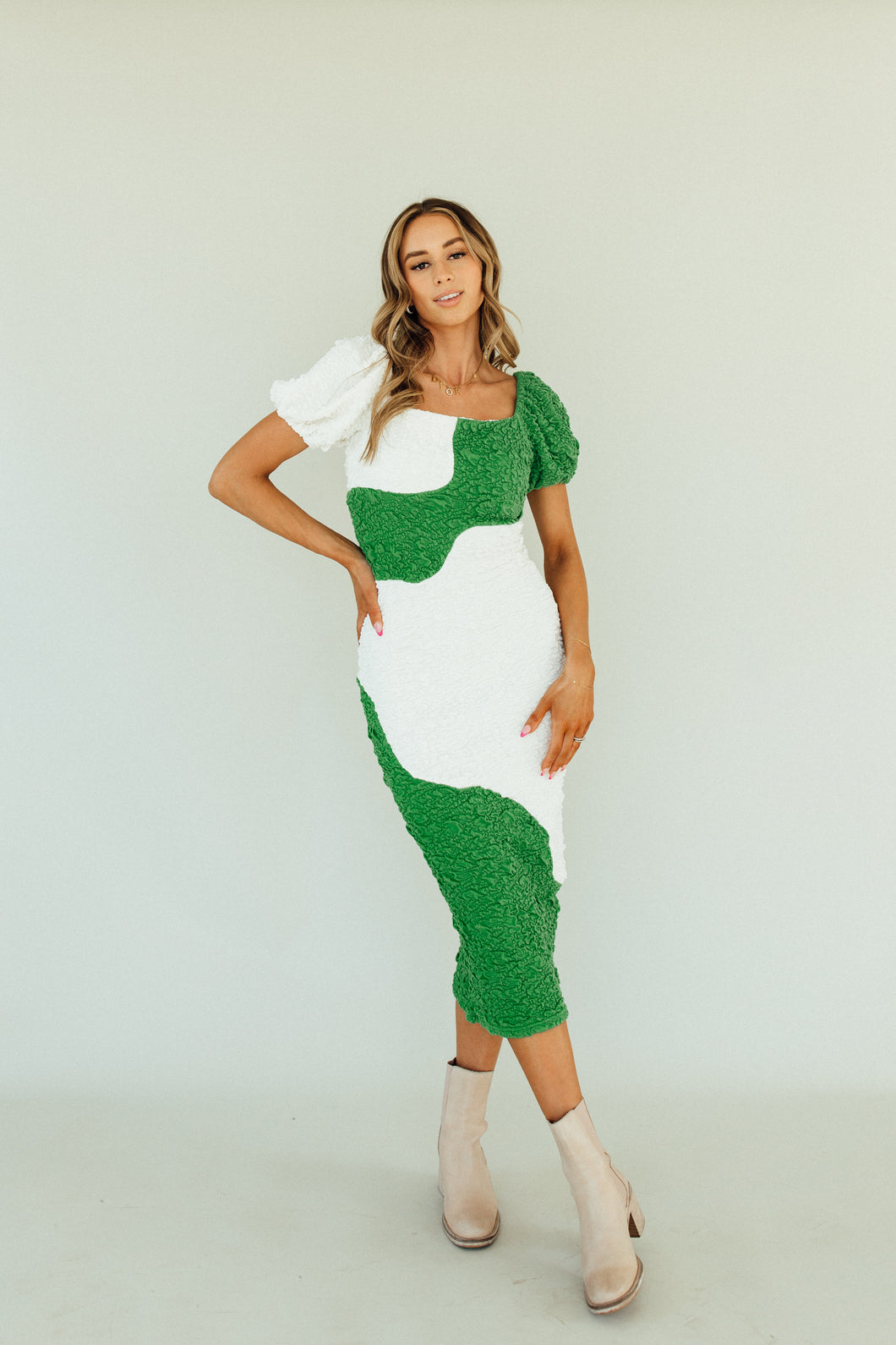 Puzzle Me Green Dress *RESTOCKED*