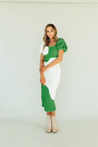 Puzzle Me Green Dress *RESTOCKED*