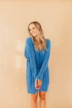 Load image into Gallery viewer, Blue is Better Sweater Dress