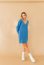 Load image into Gallery viewer, Blue is Better Sweater Dress