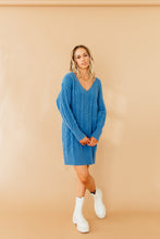 Load image into Gallery viewer, Blue is Better Sweater Dress