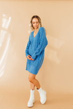 Load image into Gallery viewer, Blue is Better Sweater Dress