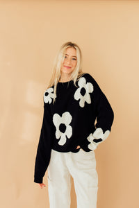 Fade to Flowers Sweater (Black)